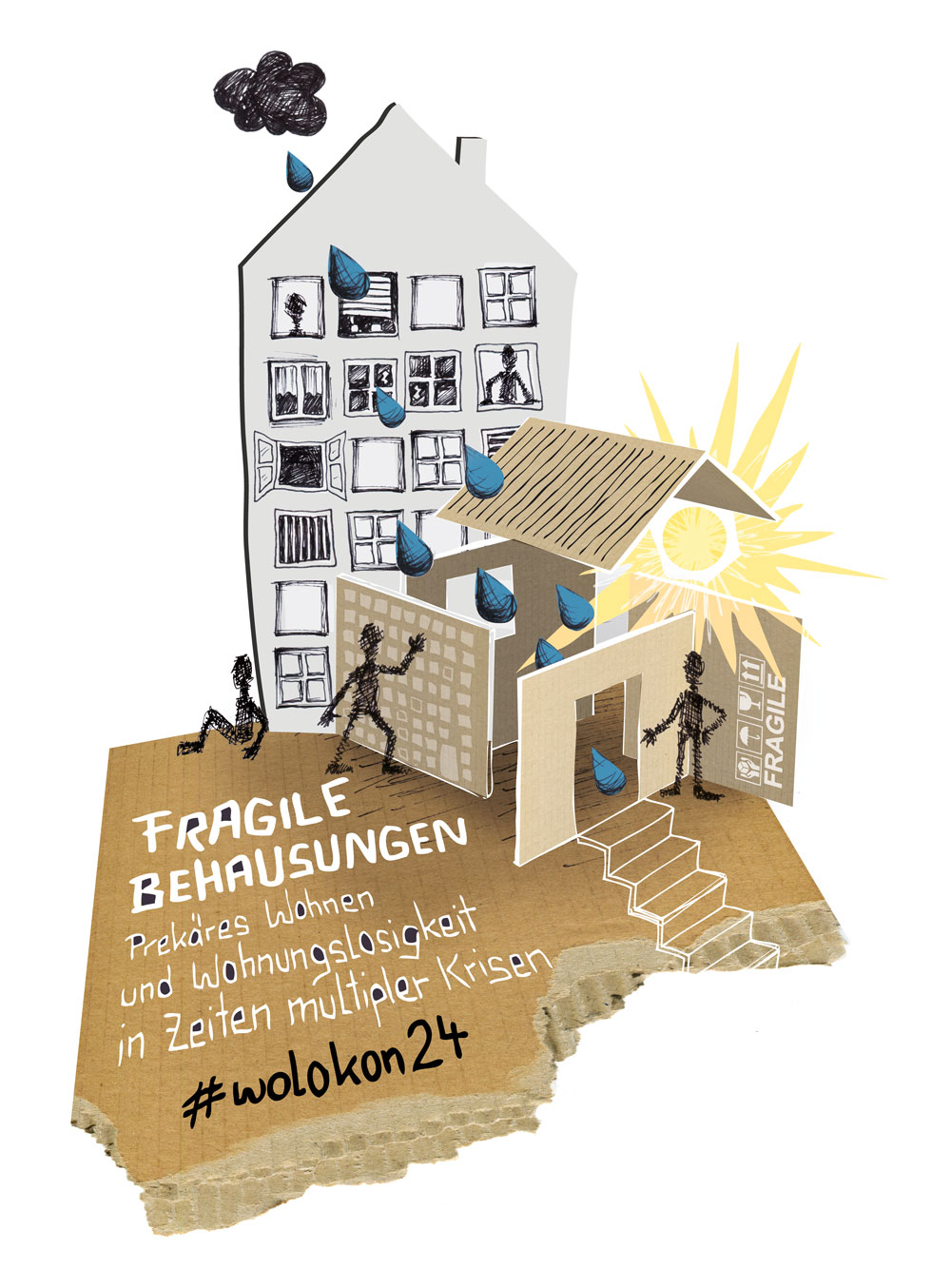 Illustration aus dem ATELJÖ, Thema: Fragile Behausungen, TH Nürnberg
